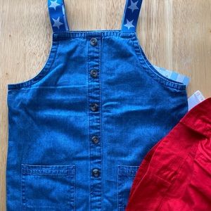 NWT. Denim Romper and Hat.